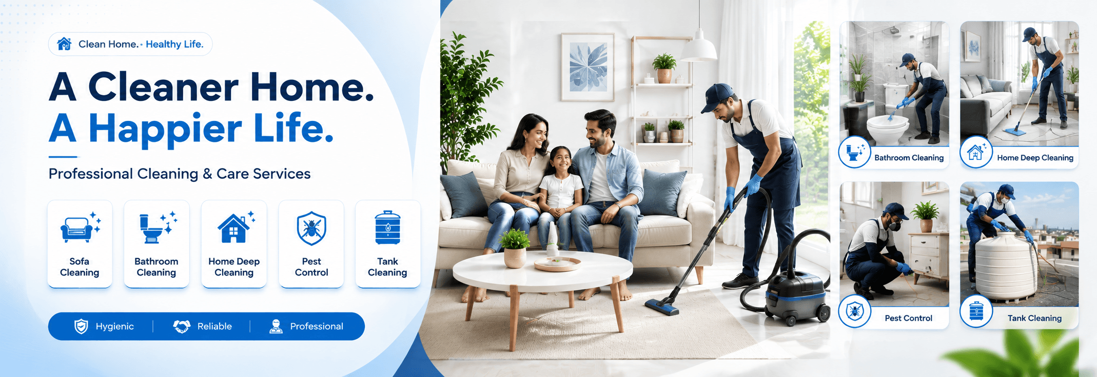 A cleaner home, a happier life — professional sofa, bathroom, deep cleaning, pest control & tank cleaning services